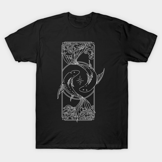 Zodiac - Fish - Line - Neg T-Shirt by ShirzAndMore